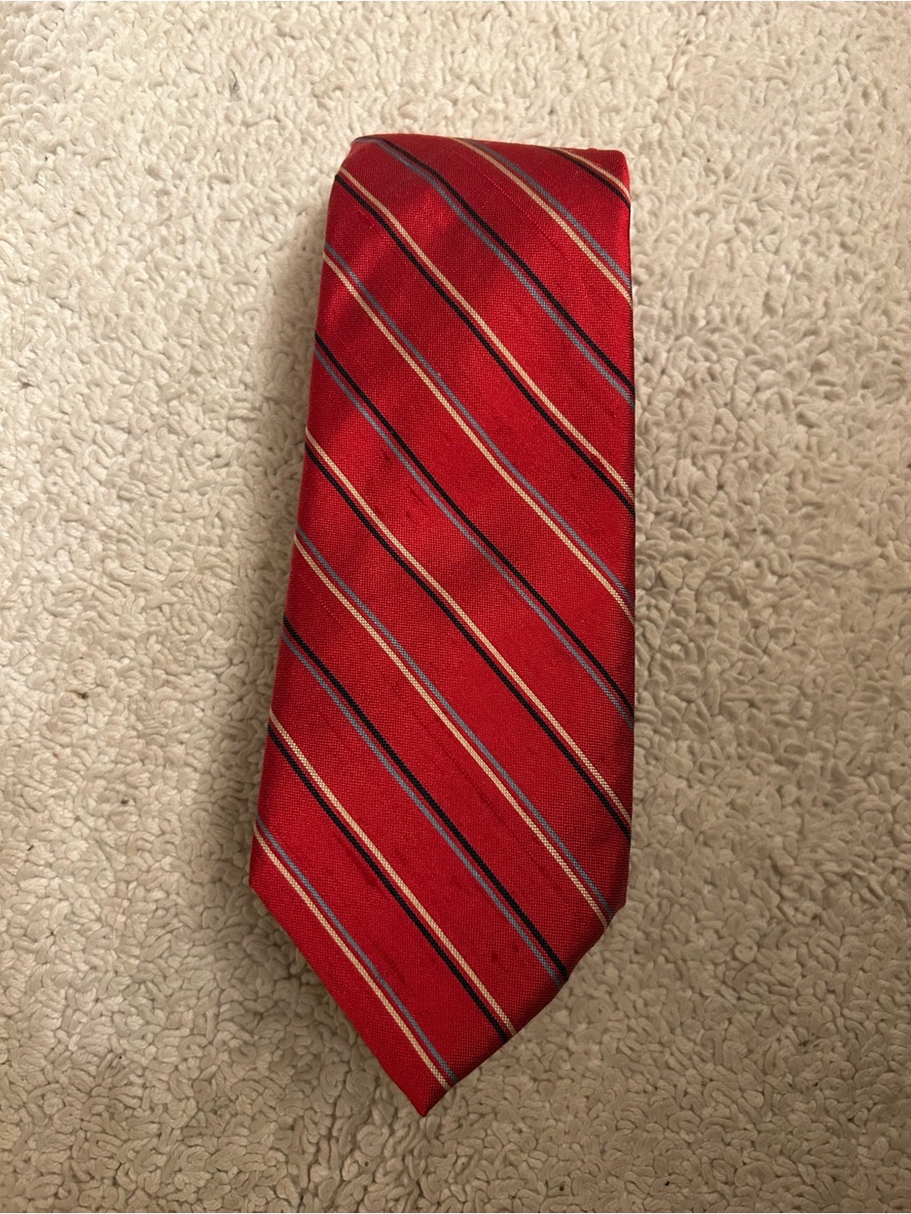Paco Rebanne 100% silk Red Striped Men's Tie - Elegant Office & Formal Wear